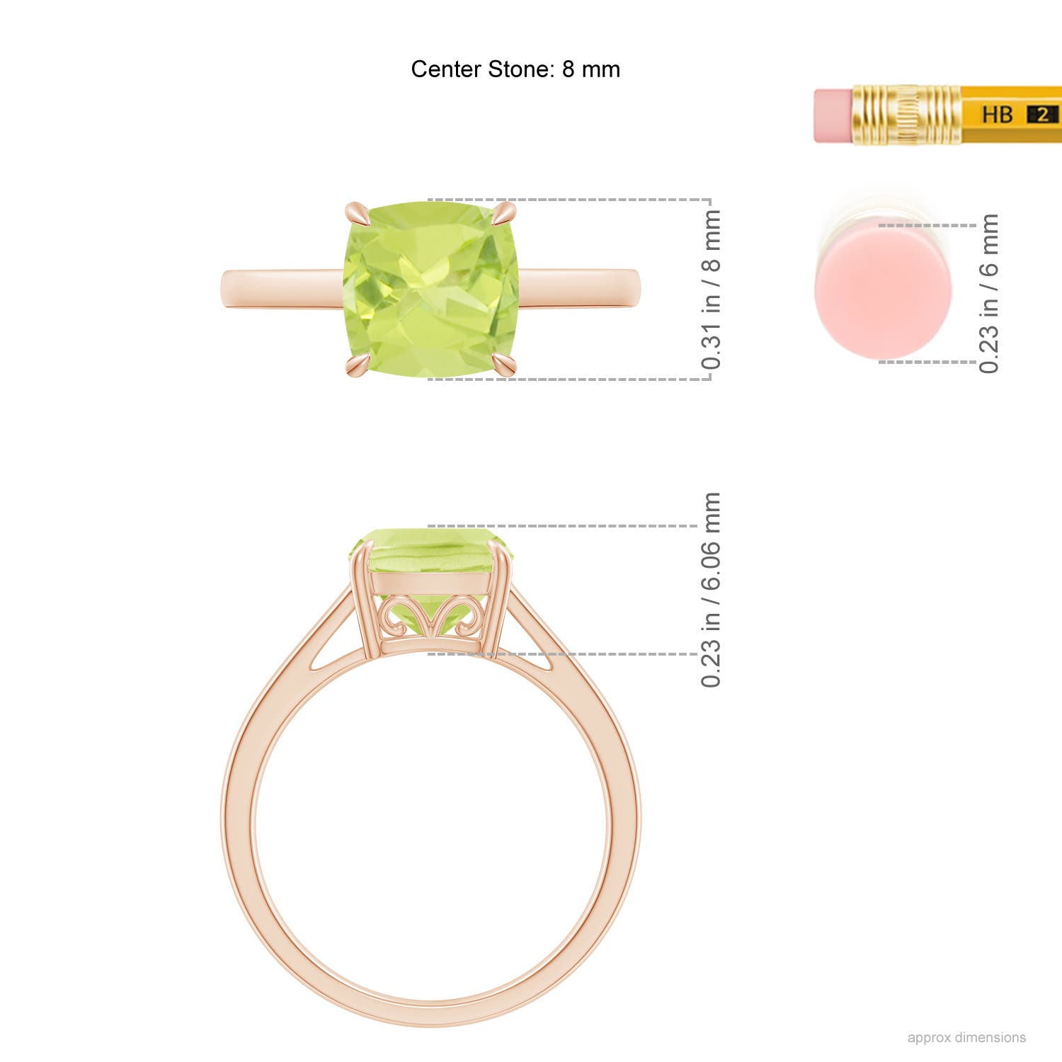 A - Peridot / 1.95 CT / 14 KT Rose Gold