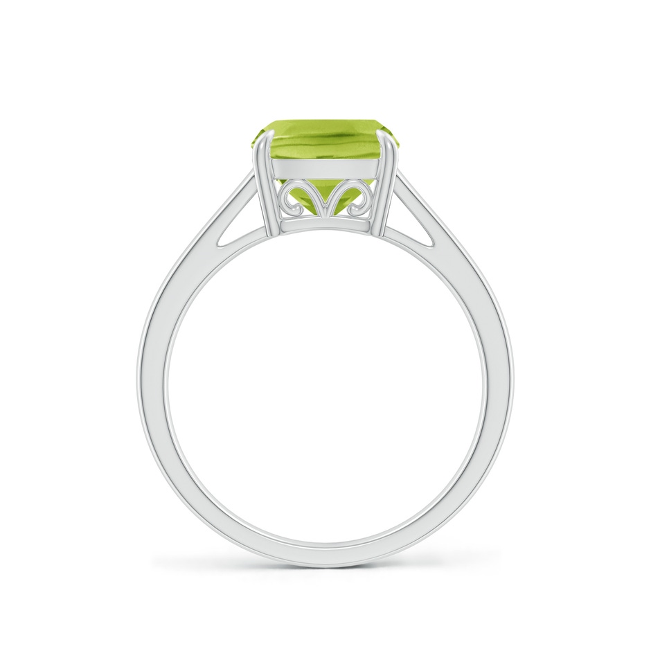 8mm AA Classic Solitaire Cushion Peridot Cocktail Ring in 18K White Gold side 199