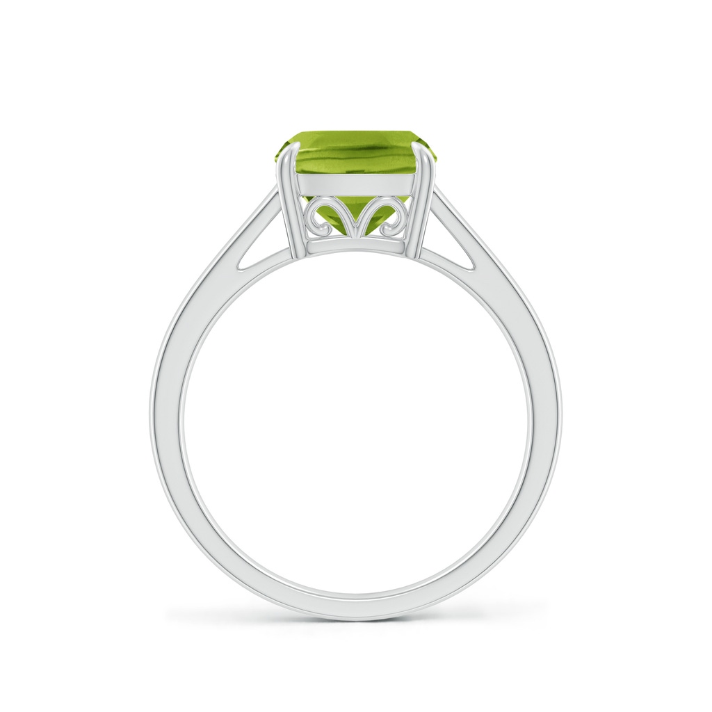 8mm AAA Classic Solitaire Cushion Peridot Cocktail Ring in 18K White Gold - side 199