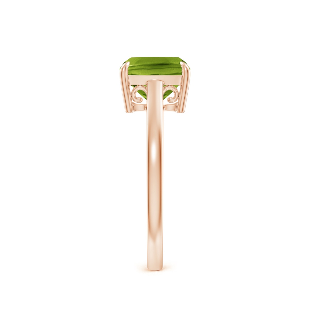 8mm AAAA Classic Solitaire Cushion Peridot Cocktail Ring in Rose Gold Side-2