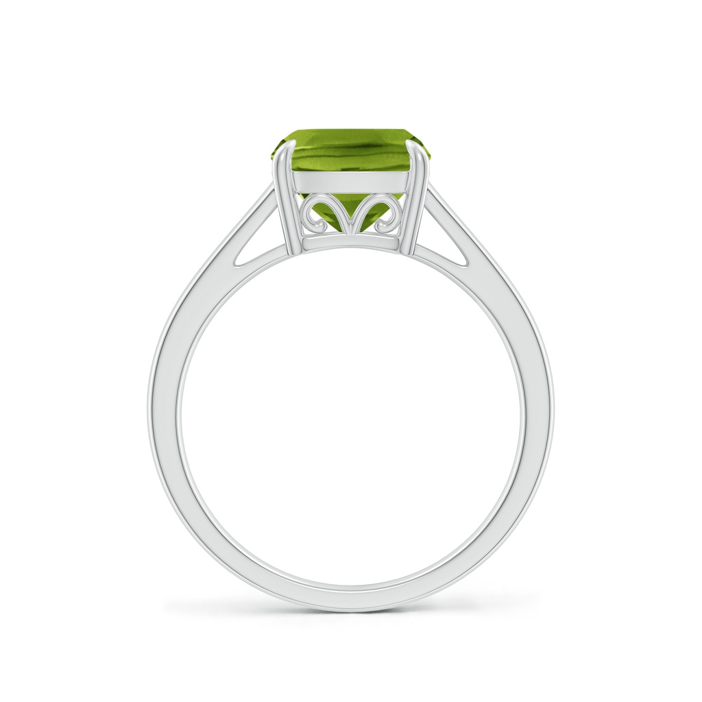 8mm AAAA Classic Solitaire Cushion Peridot Cocktail Ring in White Gold Side-1