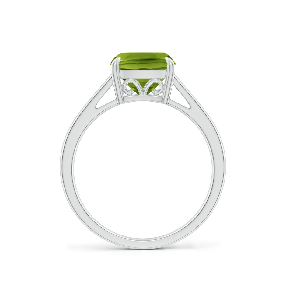 8mm AAAA Classic Solitaire Cushion Peridot Cocktail Ring in White Gold side-1