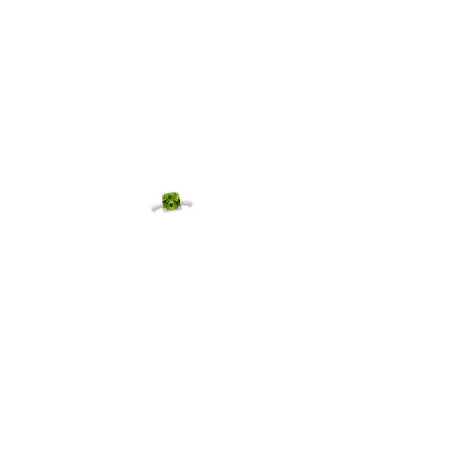 8mm AAAA Classic Solitaire Cushion Peridot Cocktail Ring in White Gold hand