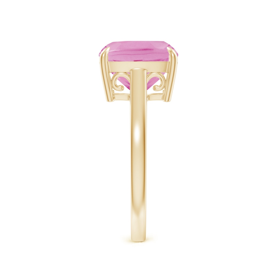10mm A Classic Solitaire Cushion Pink Tourmaline Cocktail Ring in Yellow Gold side-2