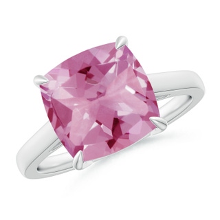 10mm AA Classic Solitaire Cushion Pink Tourmaline Cocktail Ring in P950 Platinum