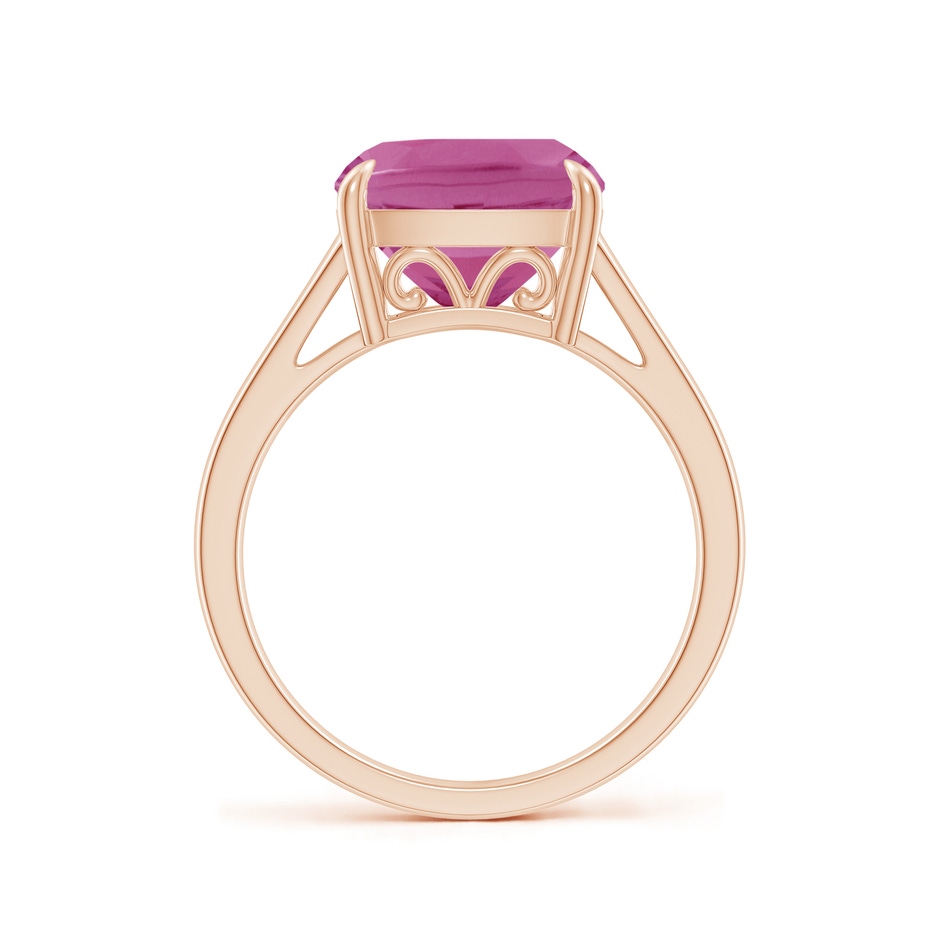 10mm AAA Classic Solitaire Cushion Pink Tourmaline Cocktail Ring in Rose Gold side-1