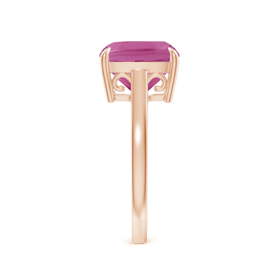 10mm AAA Classic Solitaire Cushion Pink Tourmaline Cocktail Ring in Rose Gold side-2