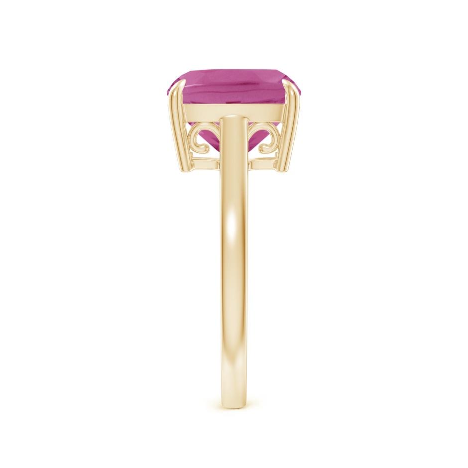 10mm AAA Classic Solitaire Cushion Pink Tourmaline Cocktail Ring in Yellow Gold side-2