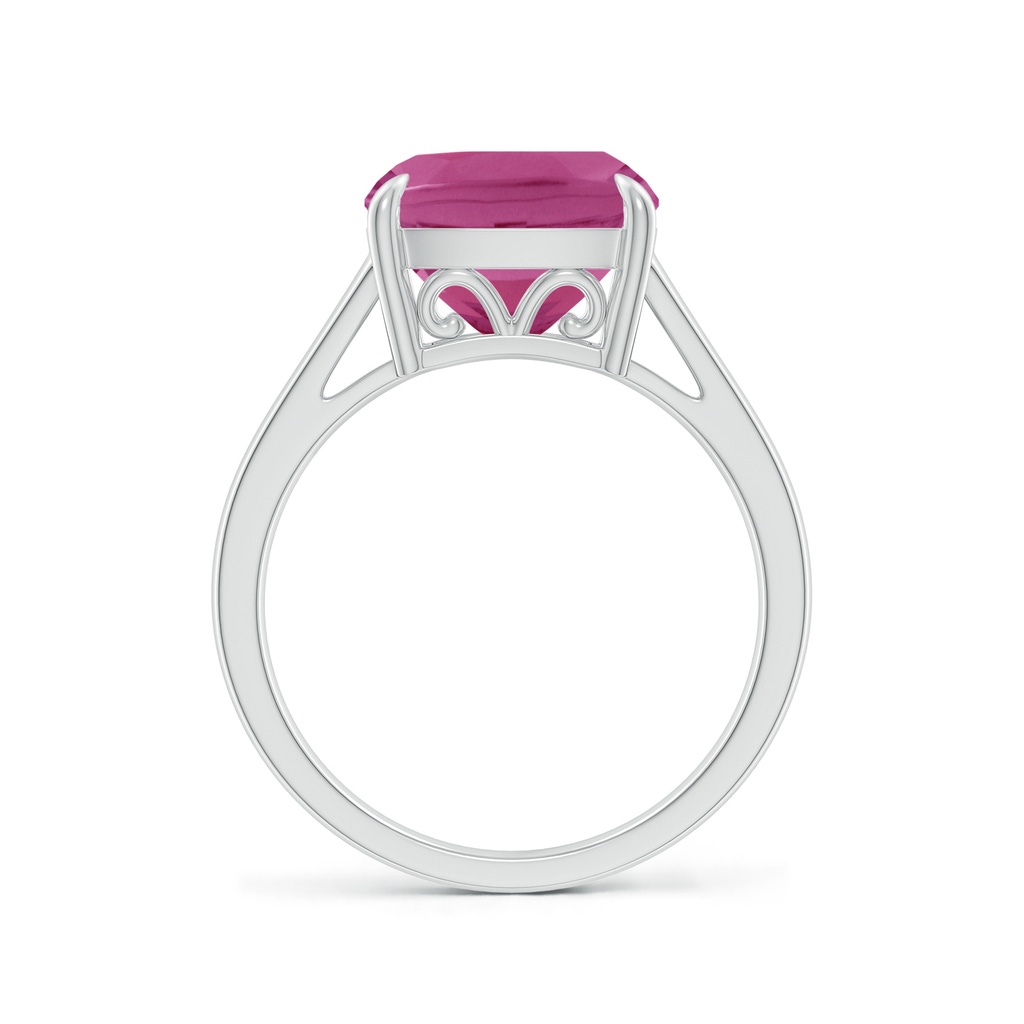 10mm AAAA Classic Solitaire Cushion Pink Tourmaline Cocktail Ring in P950 Platinum Side-1