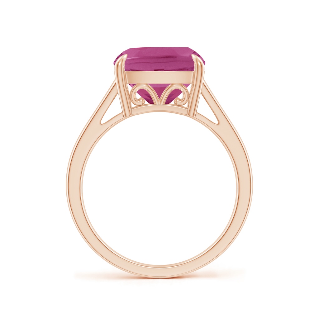 10mm AAAA Classic Solitaire Cushion Pink Tourmaline Cocktail Ring in Rose Gold - side_1