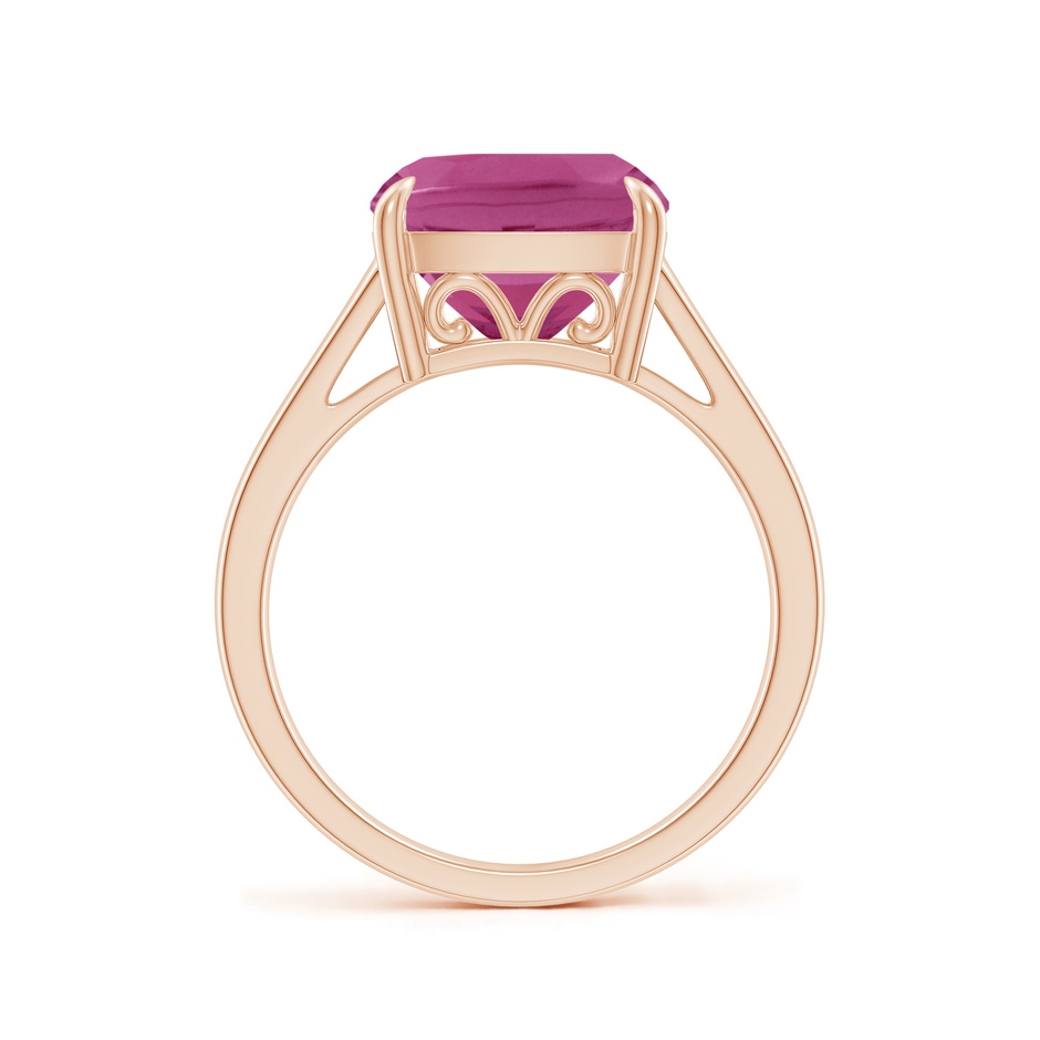 10mm AAAA Classic Solitaire Cushion Pink Tourmaline Cocktail Ring in Rose Gold side-1
