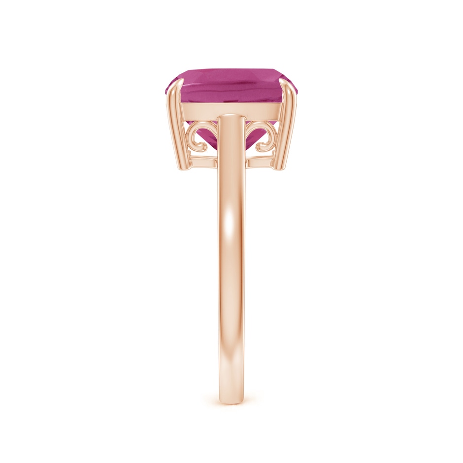 10mm AAAA Classic Solitaire Cushion Pink Tourmaline Cocktail Ring in Rose Gold side-2