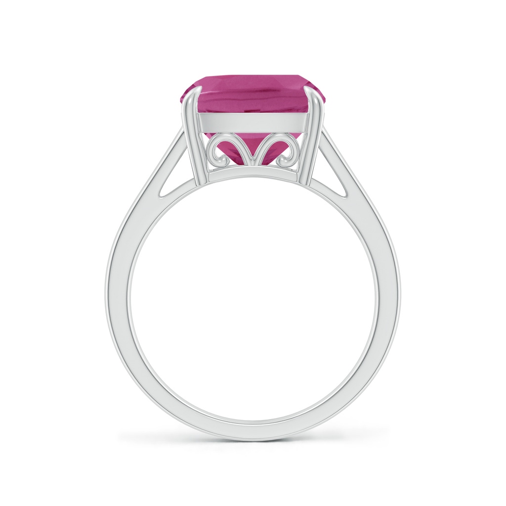 10mm AAAA Classic Solitaire Cushion Pink Tourmaline Cocktail Ring in White Gold - side_1