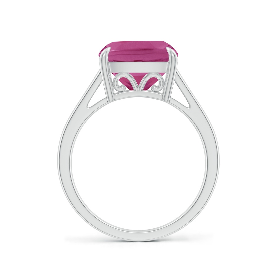 10mm AAAA Classic Solitaire Cushion Pink Tourmaline Cocktail Ring in White Gold side-1