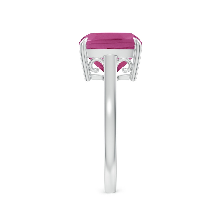 10mm AAAA Classic Solitaire Cushion Pink Tourmaline Cocktail Ring in White Gold side-2