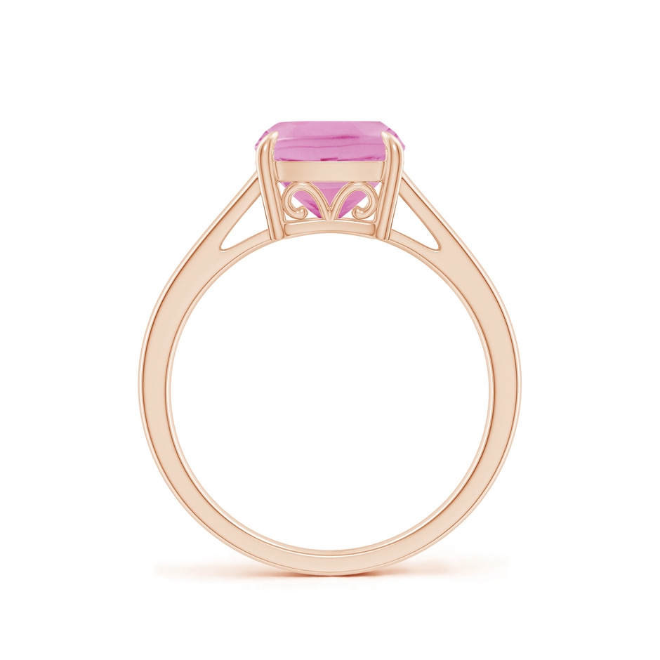 8mm A Classic Solitaire Cushion Pink Tourmaline Cocktail Ring in Rose Gold side-1