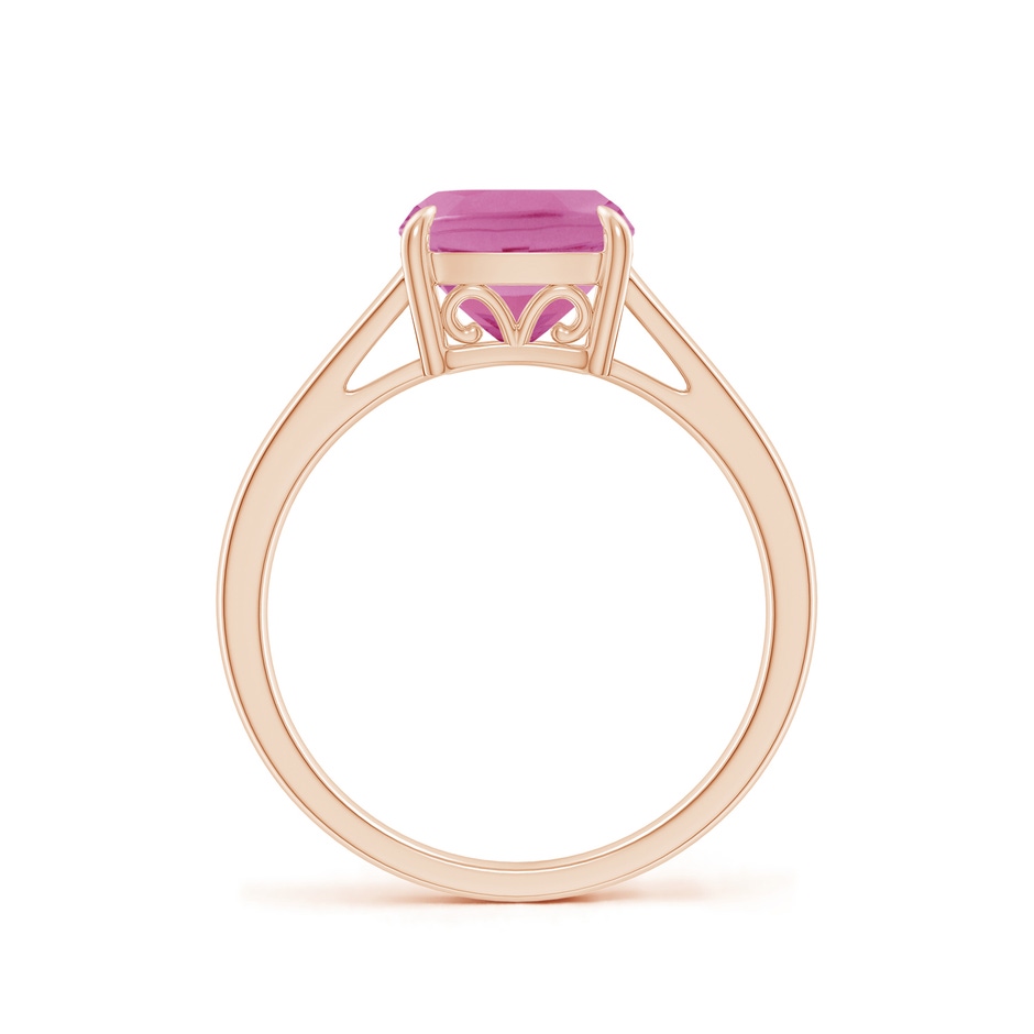 8mm AA Classic Solitaire Cushion Pink Tourmaline Cocktail Ring in Rose Gold side-1