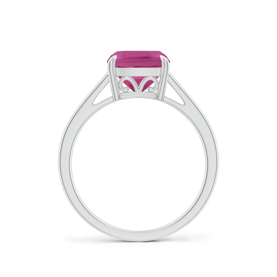 8mm AAAA Classic Solitaire Cushion Pink Tourmaline Cocktail Ring in P950 Platinum side-1
