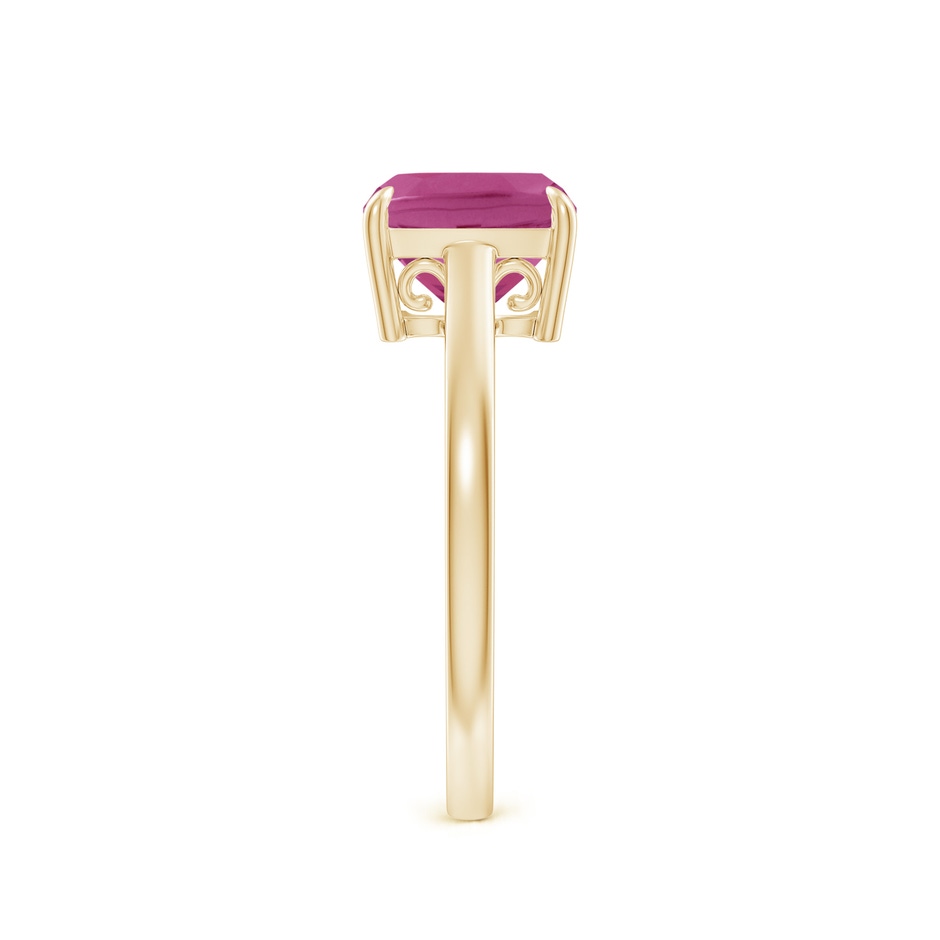 8mm AAAA Classic Solitaire Cushion Pink Tourmaline Cocktail Ring in Yellow Gold side-2