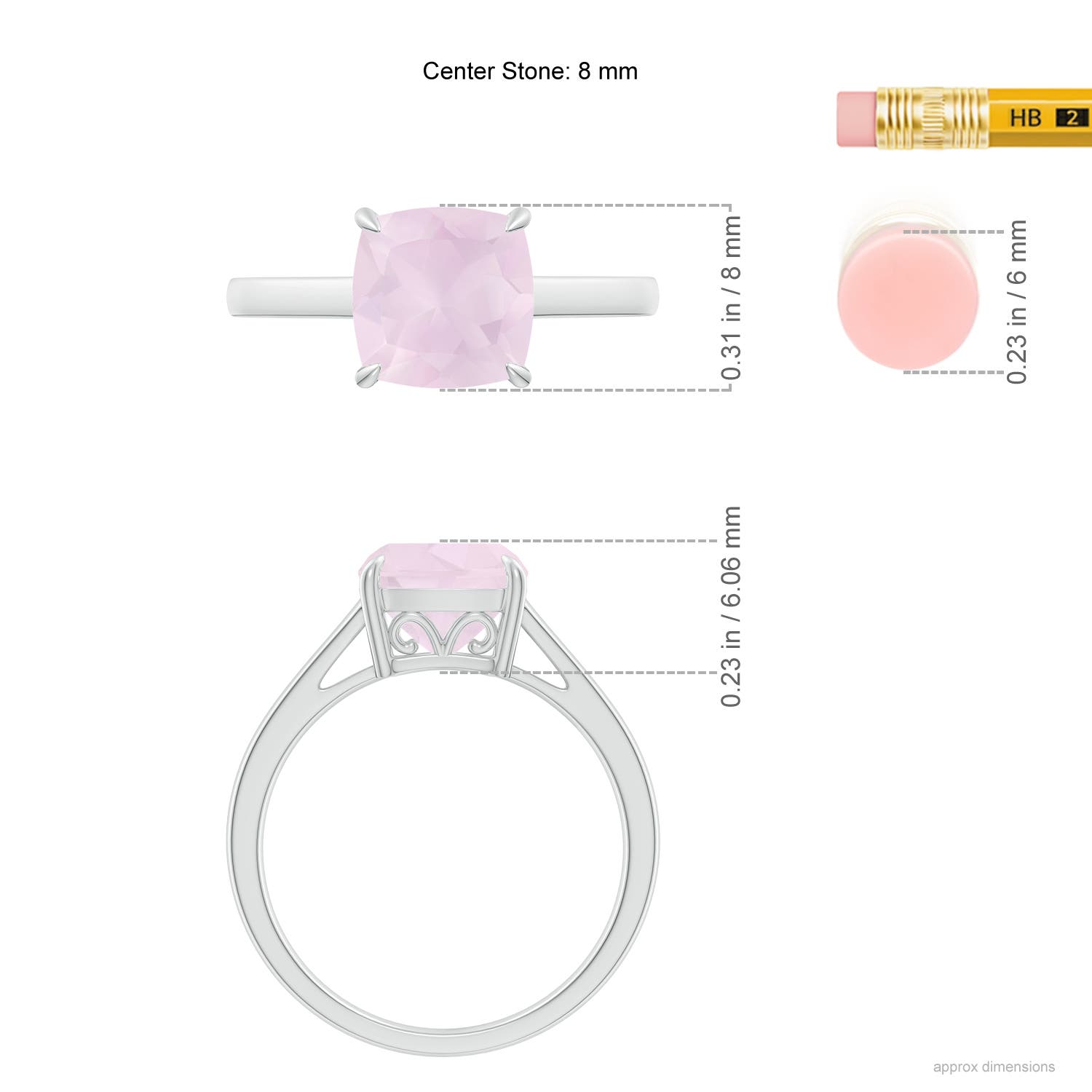 A - Rose Quartz / 1.9 CT / 14 KT White Gold