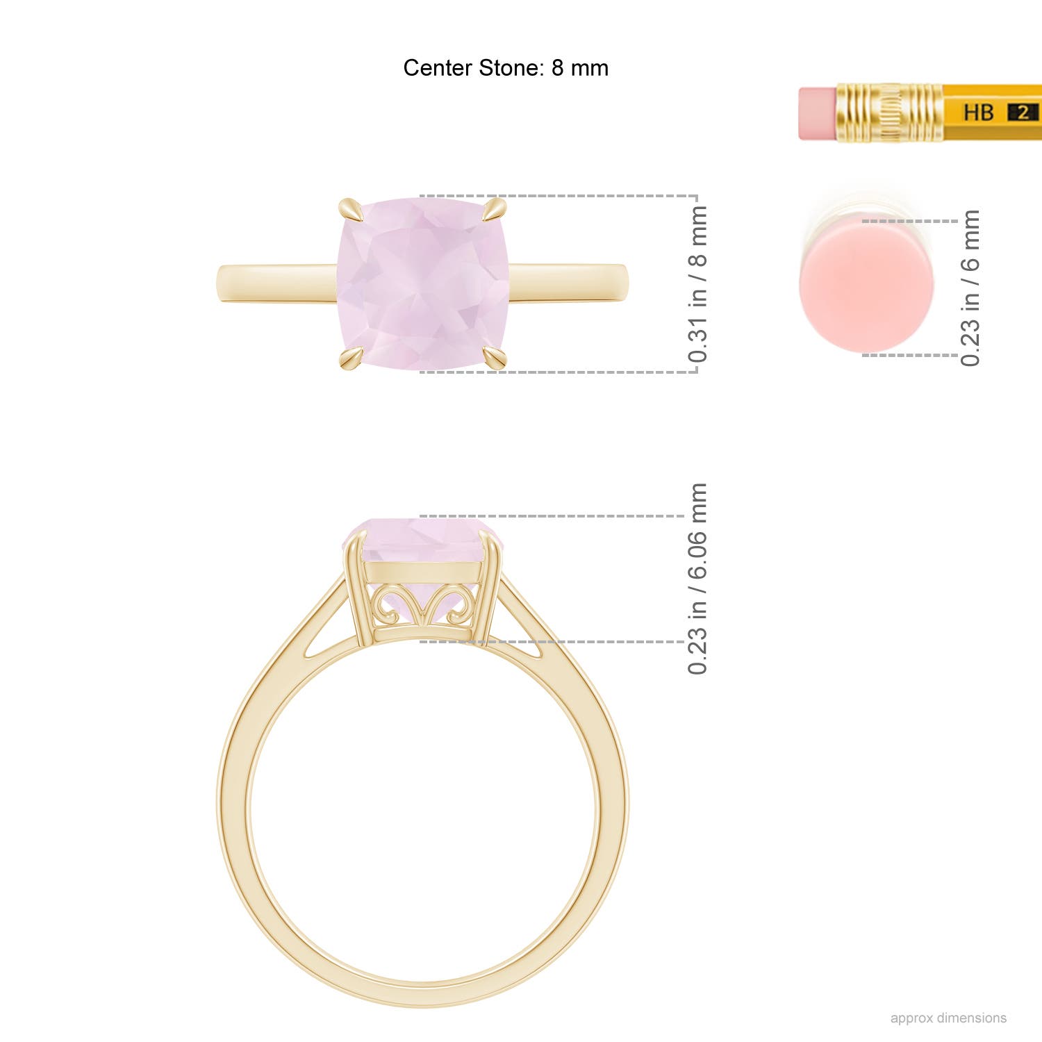 A - Rose Quartz / 1.9 CT / 14 KT Yellow Gold