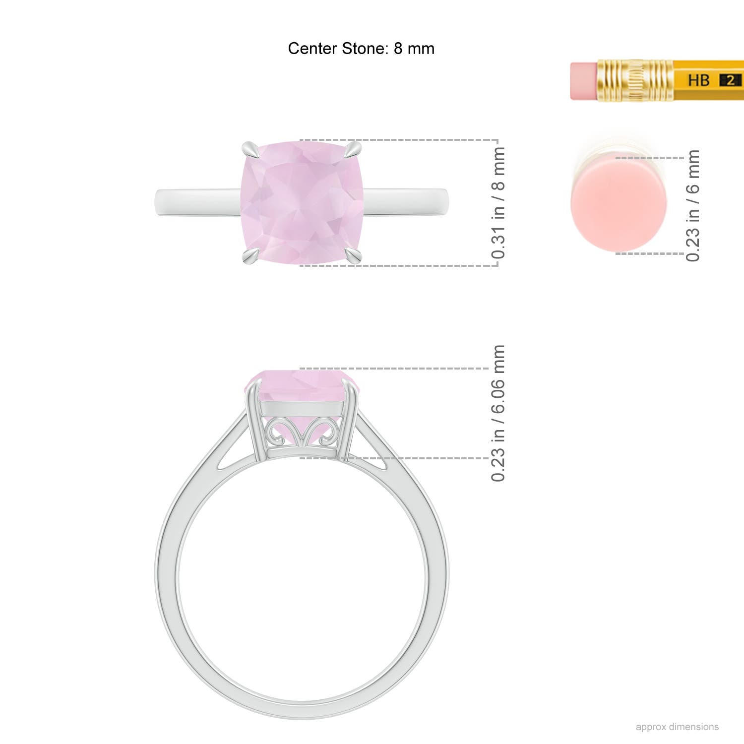 AA - Rose Quartz / 1.9 CT / 14 KT White Gold