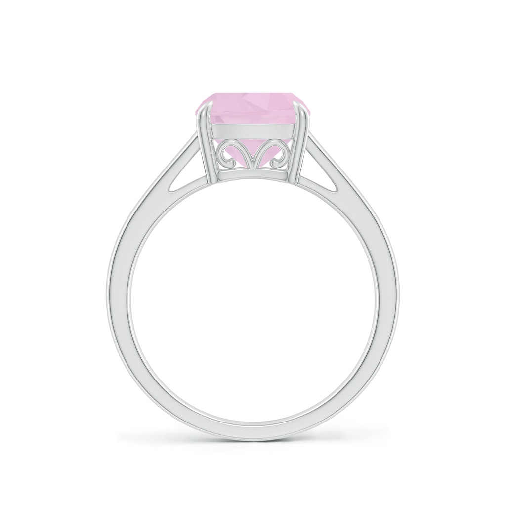 8mm AAA Vintage Inspired Solitaire Cushion Rose Quartz Cocktail Ring in White Gold Side-1
