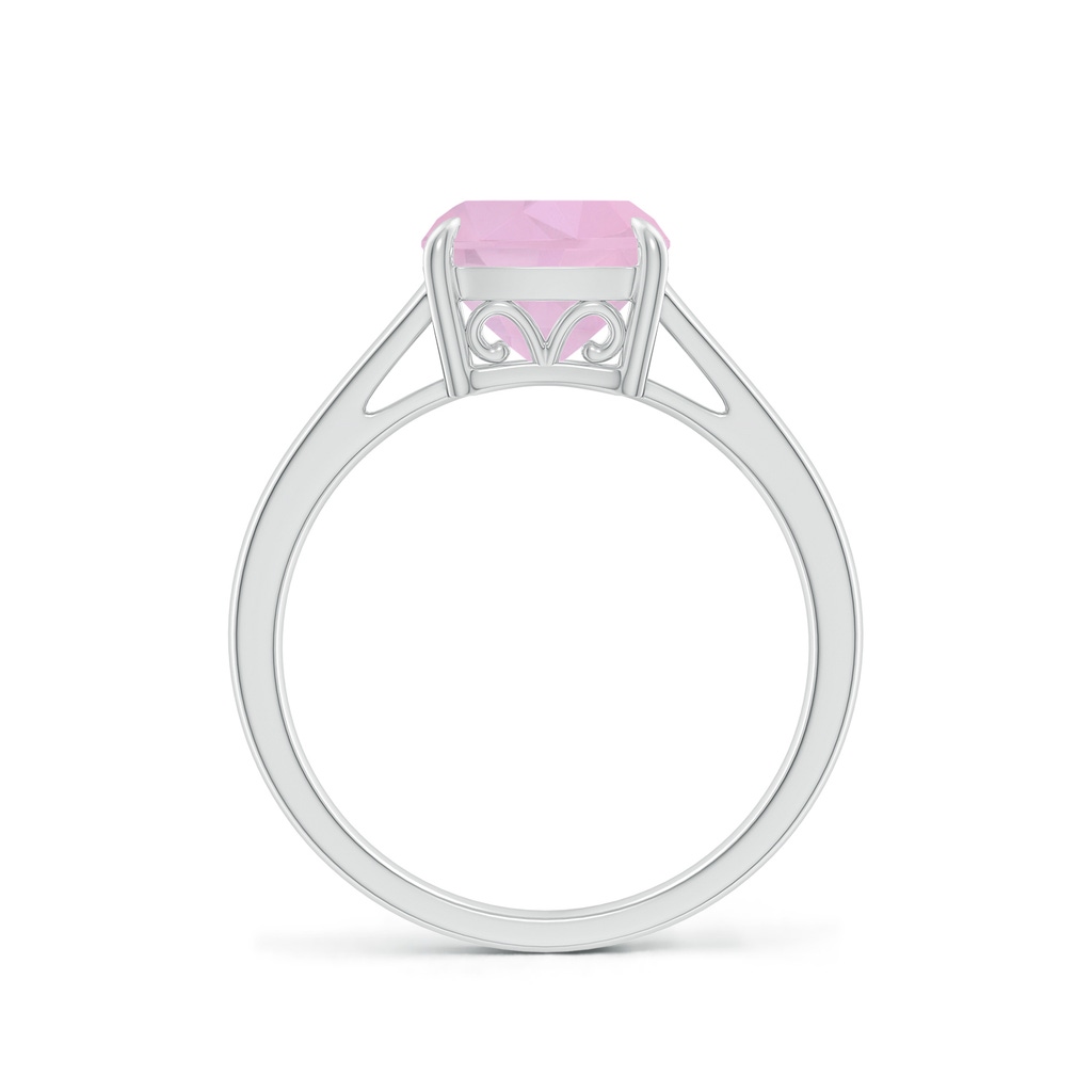8mm AAAA Vintage Inspired Solitaire Cushion Rose Quartz Cocktail Ring in P950 Platinum Side-1
