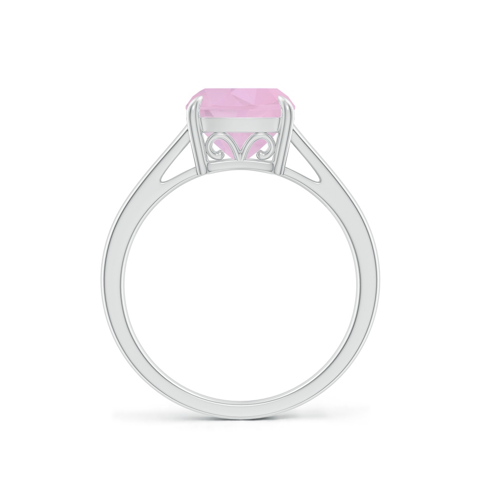 8mm AAAA Vintage Inspired Solitaire Cushion Rose Quartz Cocktail Ring in White Gold side-1