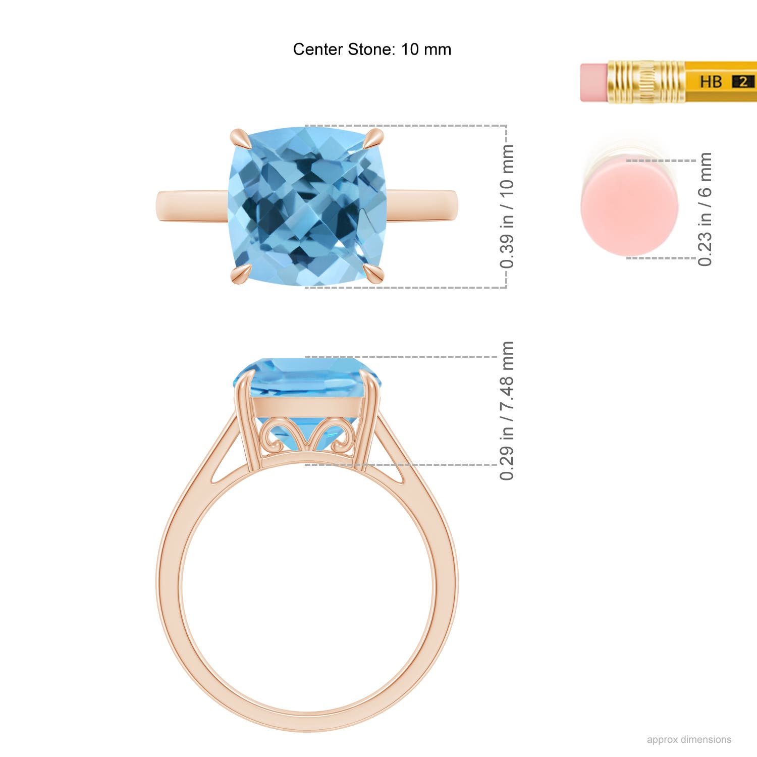 A - Swiss Blue Topaz / 5.15 CT / 14 KT Rose Gold