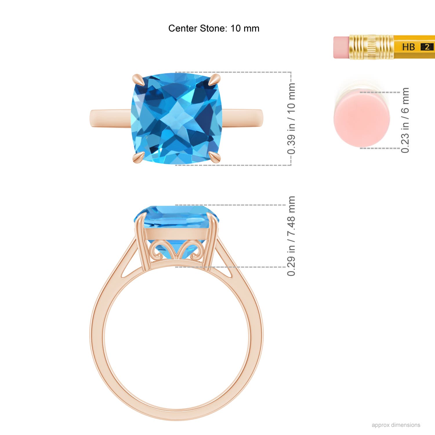 AAA - Swiss Blue Topaz / 5.15 CT / 14 KT Rose Gold