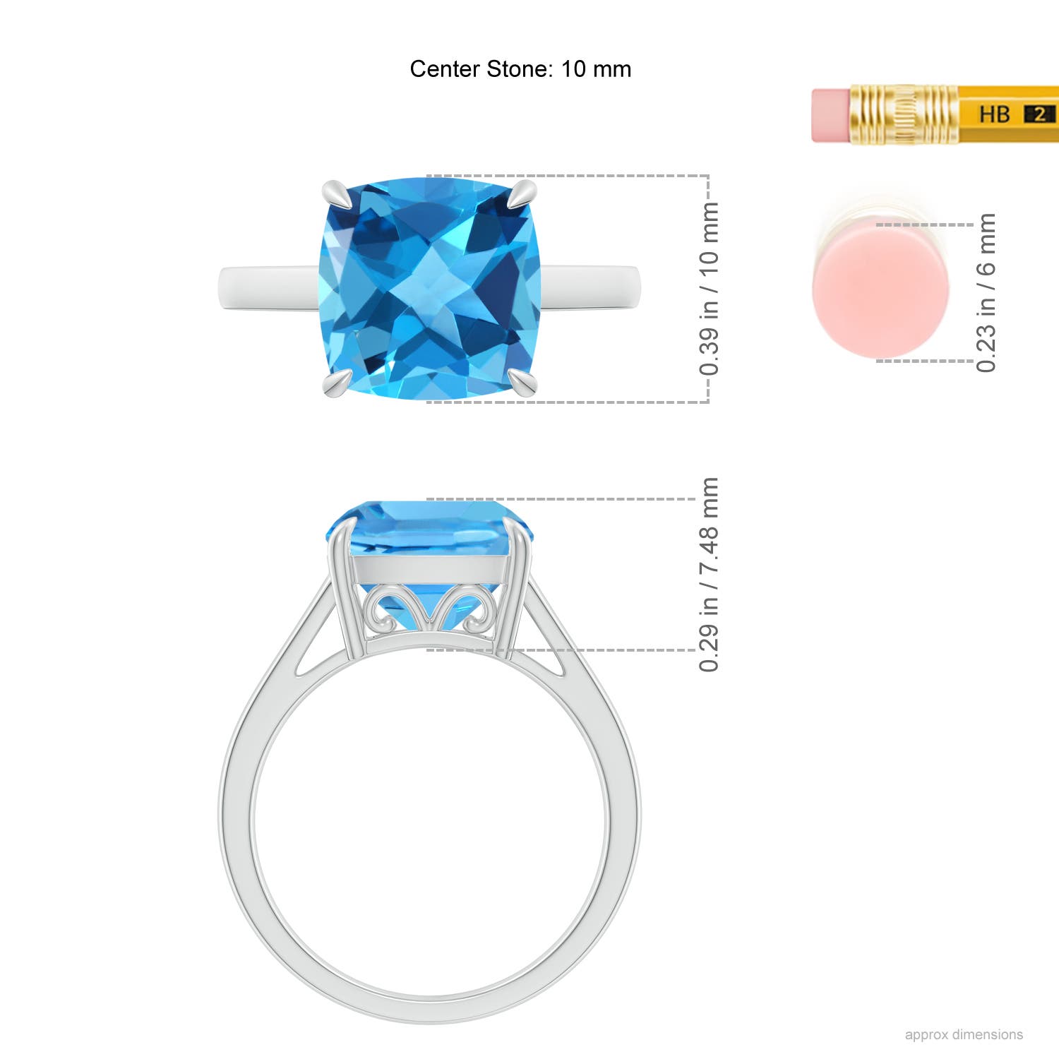 AAA - Swiss Blue Topaz / 5.15 CT / 14 KT White Gold