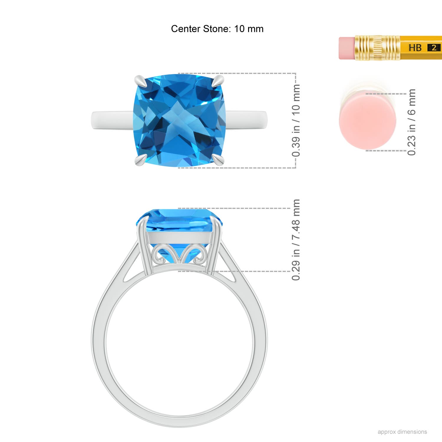 AAAA - Swiss Blue Topaz / 5.15 CT / 14 KT White Gold