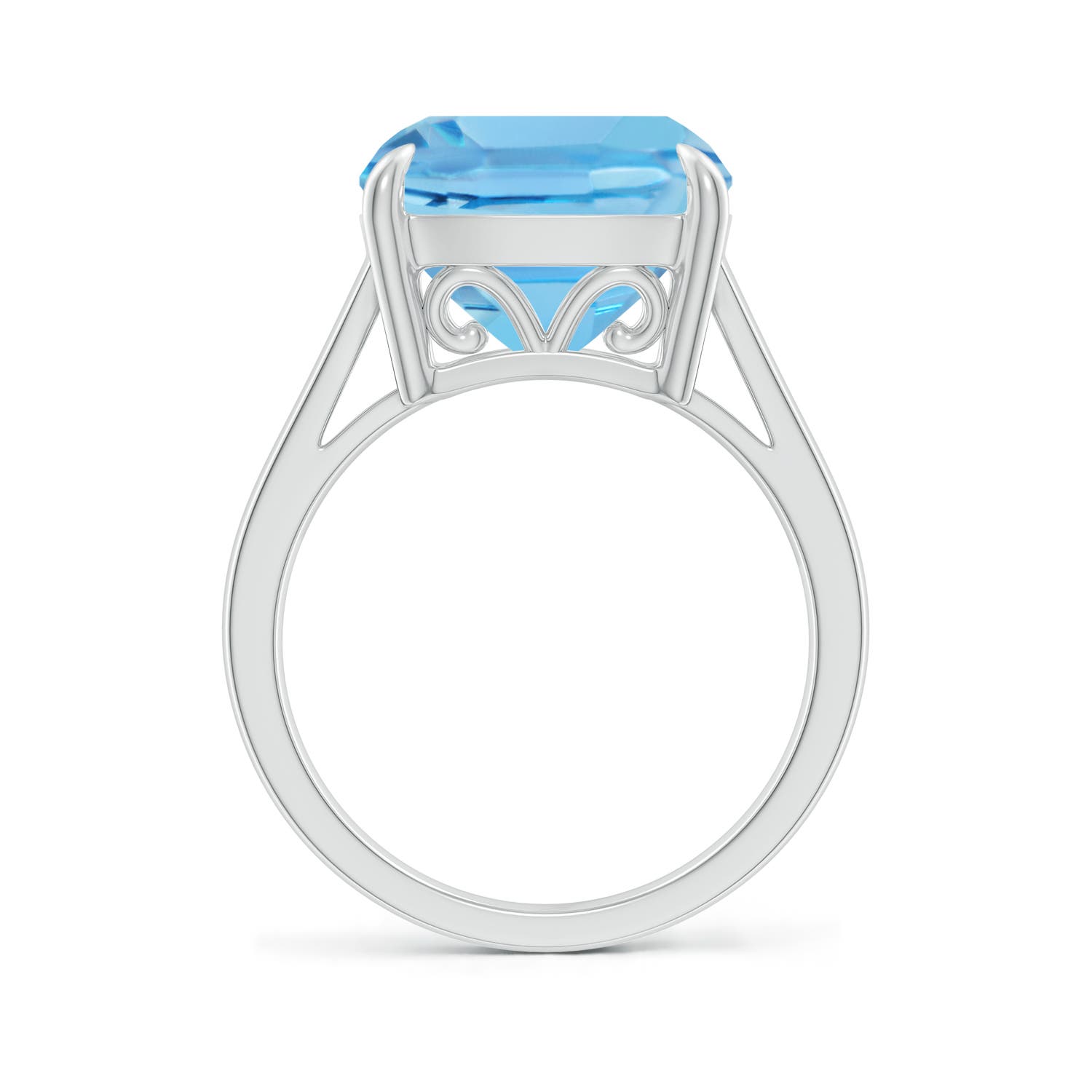 A - Swiss Blue Topaz / 8 CT / 14 KT White Gold