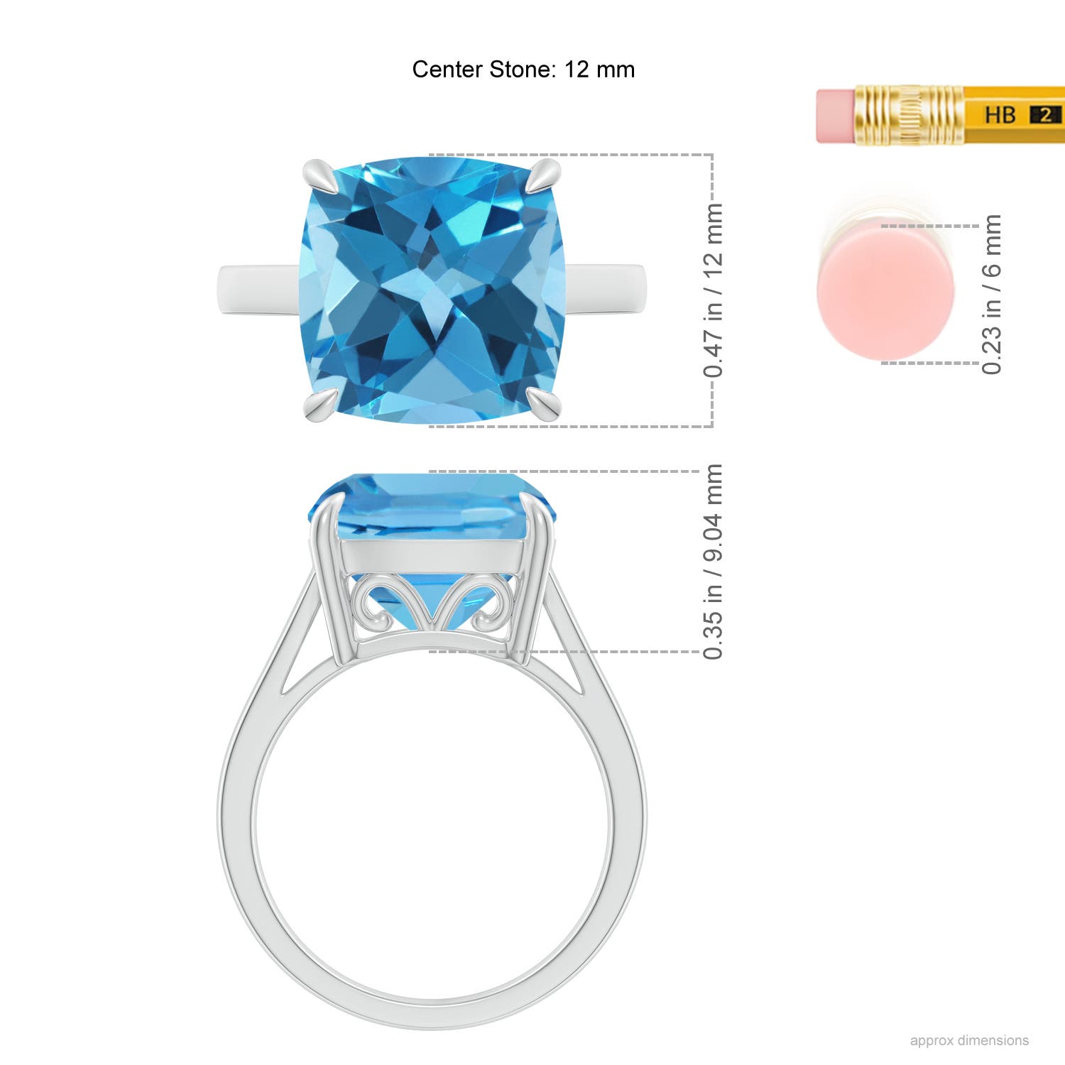 AA - Swiss Blue Topaz / 8 CT / 14 KT White Gold