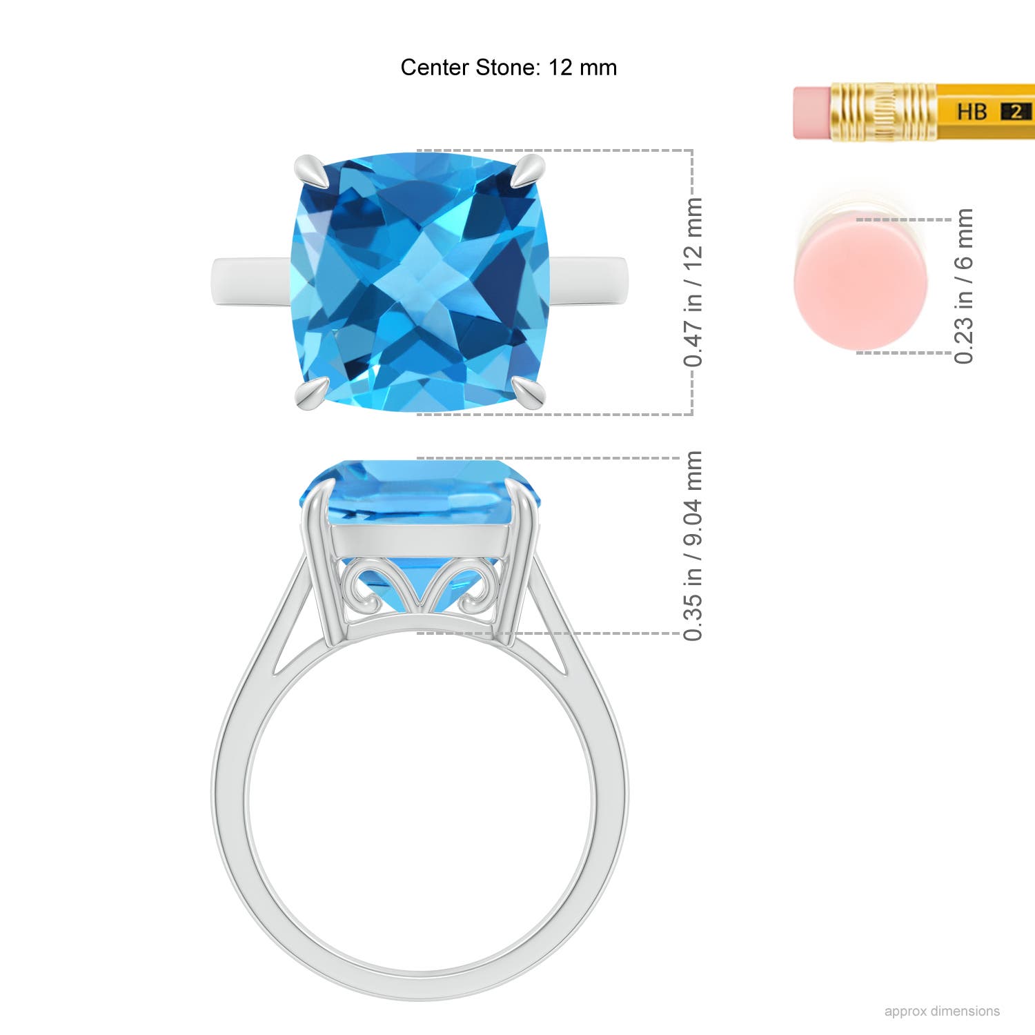 AAA - Swiss Blue Topaz / 8 CT / 14 KT White Gold