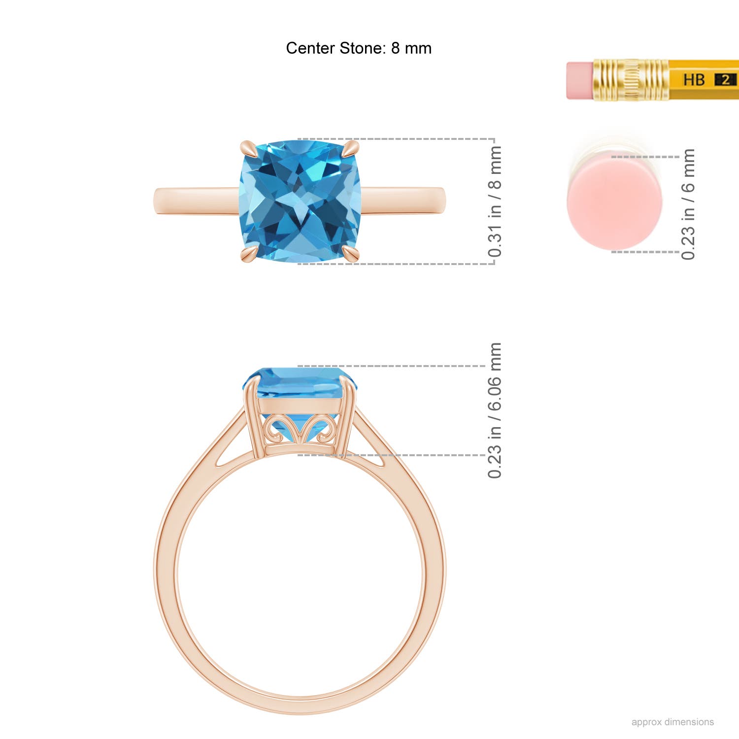 AA - Swiss Blue Topaz / 2.5 CT / 14 KT Rose Gold