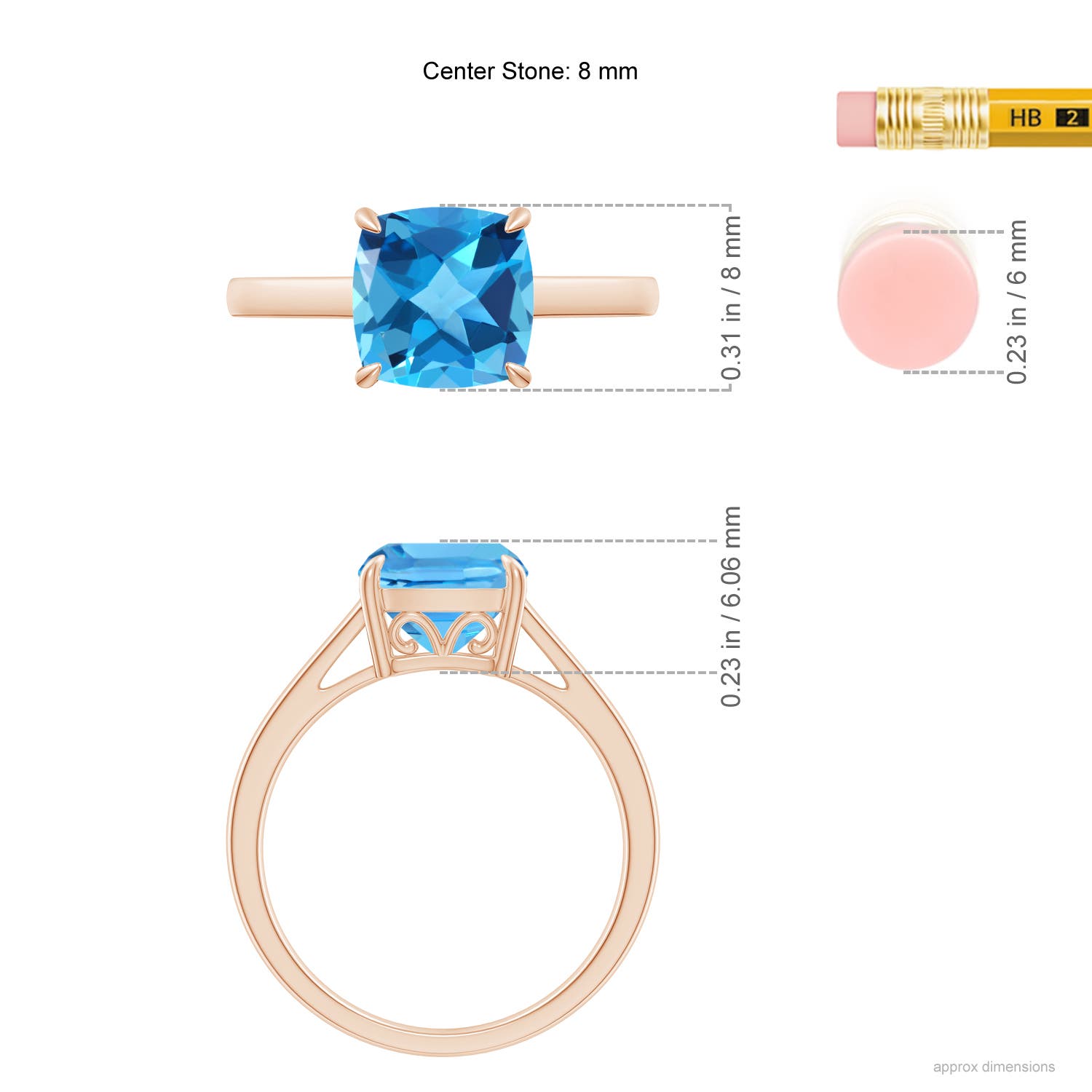 AAA - Swiss Blue Topaz / 2.5 CT / 14 KT Rose Gold