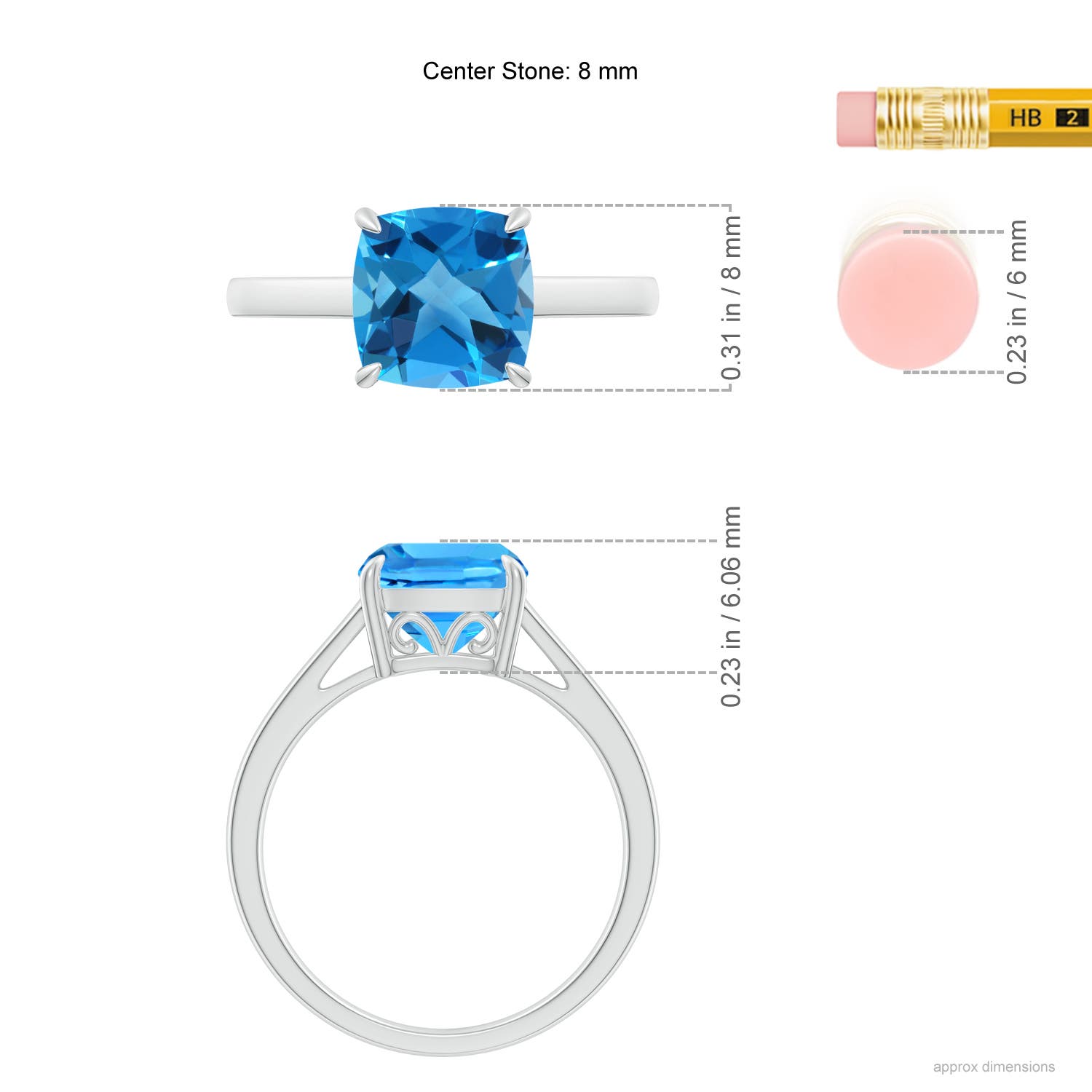 AAAA - Swiss Blue Topaz / 2.5 CT / 14 KT White Gold