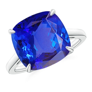 12mm AAA Vintage Inspired Solitaire Cushion Tanzanite Cocktail Ring in P950 Platinum