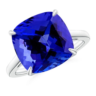 12mm AAAA Vintage Inspired Solitaire Cushion Tanzanite Cocktail Ring in P950 Platinum