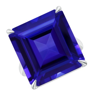 17.25x16.09x9.74mm AAAA Vintage Style GIA Certified Solitaire Cushion Tanzanite Ring in 18K White Gold