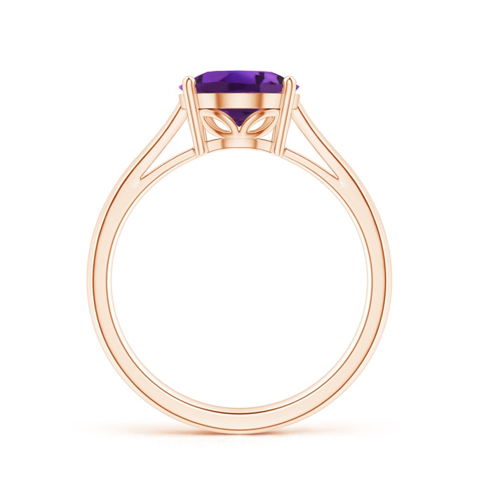 10x8mm AAAA Oval Solitaire Amethyst Cocktail Ring in Rose Gold product image