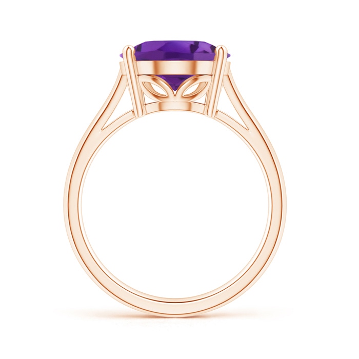 12x10mm AAA Oval Solitaire Amethyst Cocktail Ring in Rose Gold product image