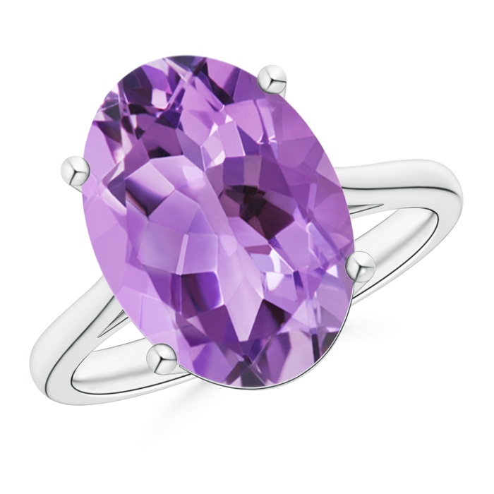 14x10mm A Oval Solitaire Amethyst Cocktail Ring in White Gold 