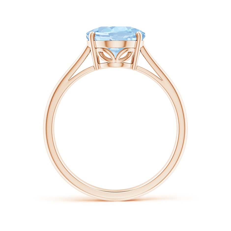 10x8mm AA Oval Solitaire Aquamarine Engagement Ring in 18K Rose Gold side 199