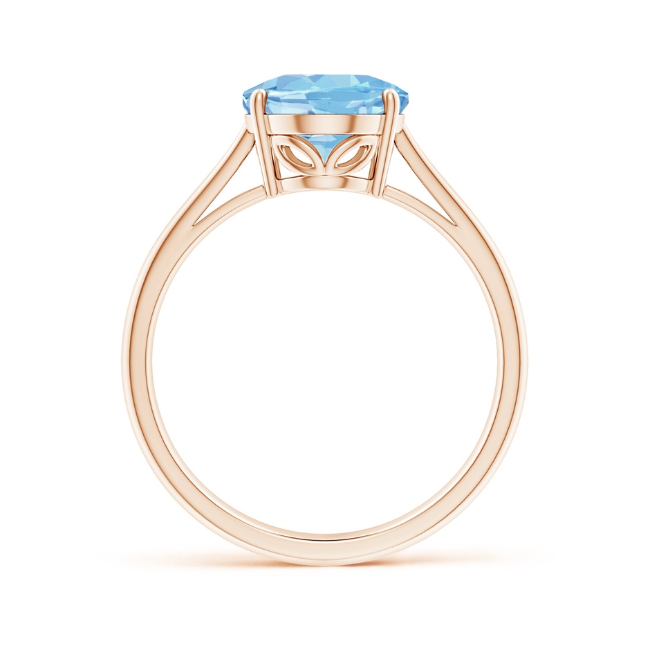 10x8mm AAAA Oval Solitaire Aquamarine Engagement Ring in 18K Rose Gold side 199