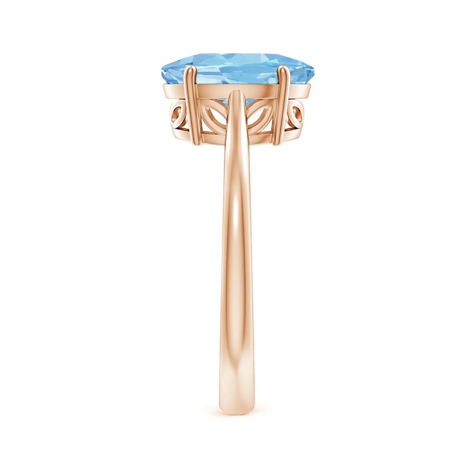 10x8mm AAAA Oval Solitaire Aquamarine Engagement Ring in 18K Rose Gold side 299