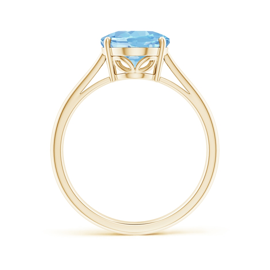 10x8mm AAAA Oval Solitaire Aquamarine Engagement Ring in 18K Yellow Gold side 199
