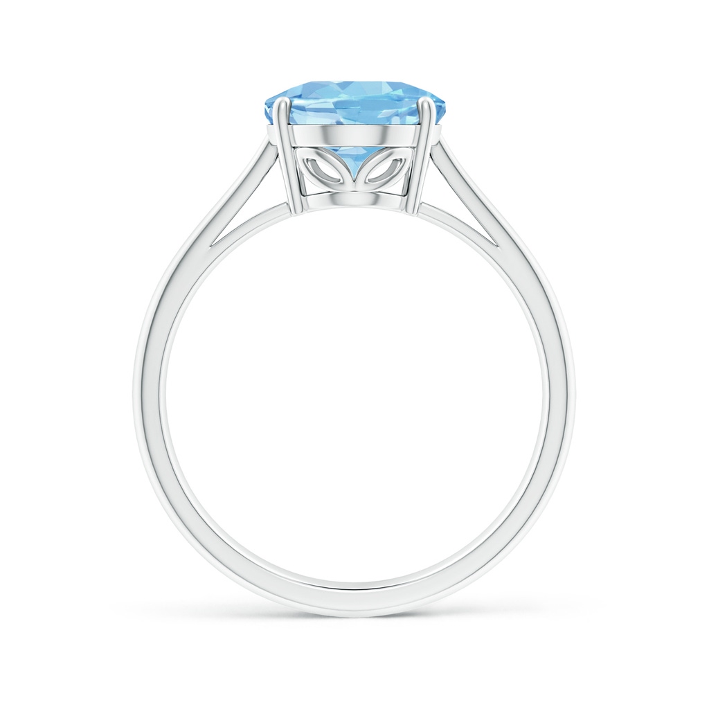 10x8mm AAAA Oval Solitaire Aquamarine Engagement Ring in S999 Silver - side 199